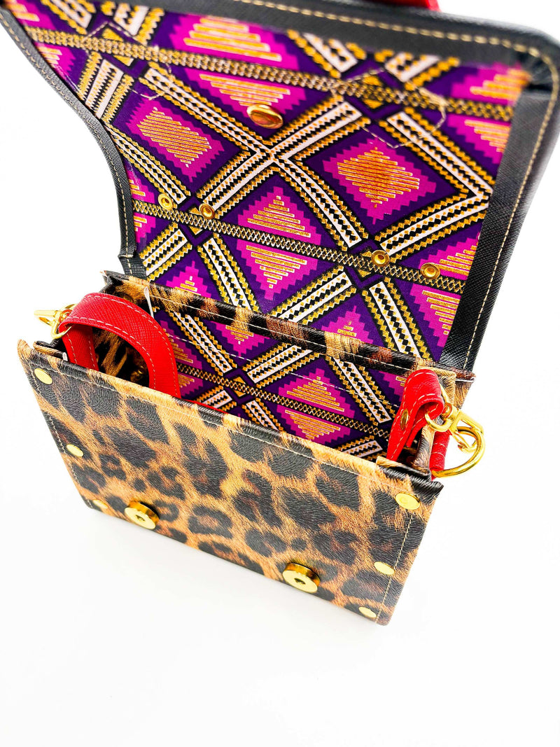 Devora Brown Leopard print Red