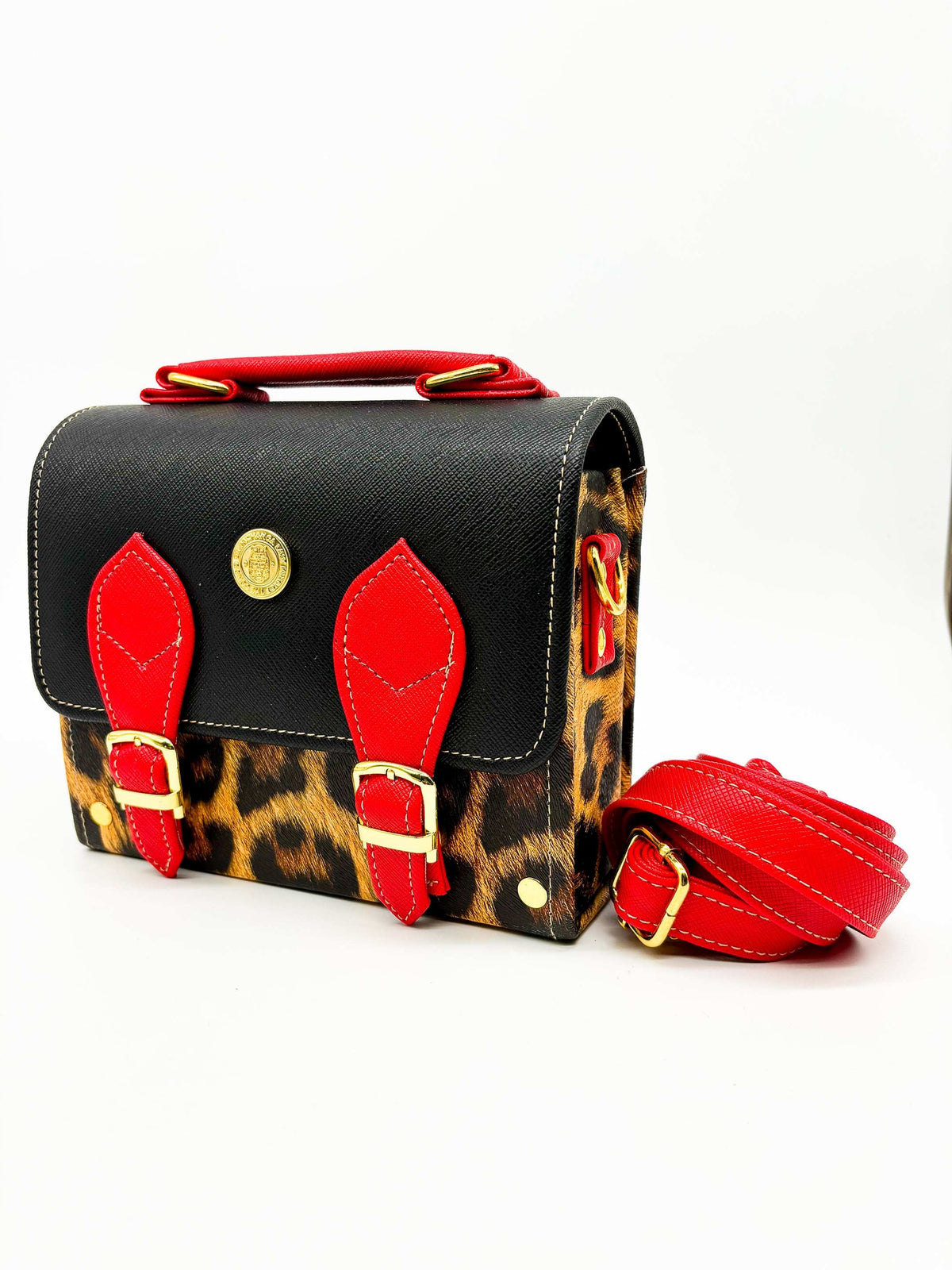 Devora Brown Leopard print Red