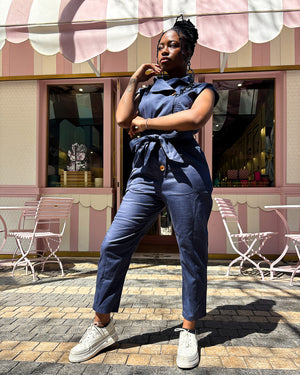 Anna Elsabie Long Jumpsuit Grey Blue