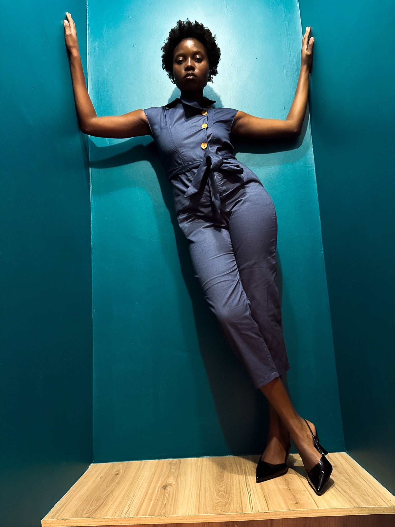 Anna Elsabie Long Jumpsuit Grey Blue