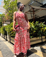 Leila Maxi Dress Red Print - DR PACHANGA