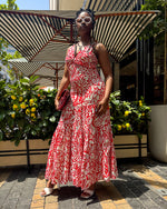 Leila Maxi Dress Red Print - DR PACHANGA