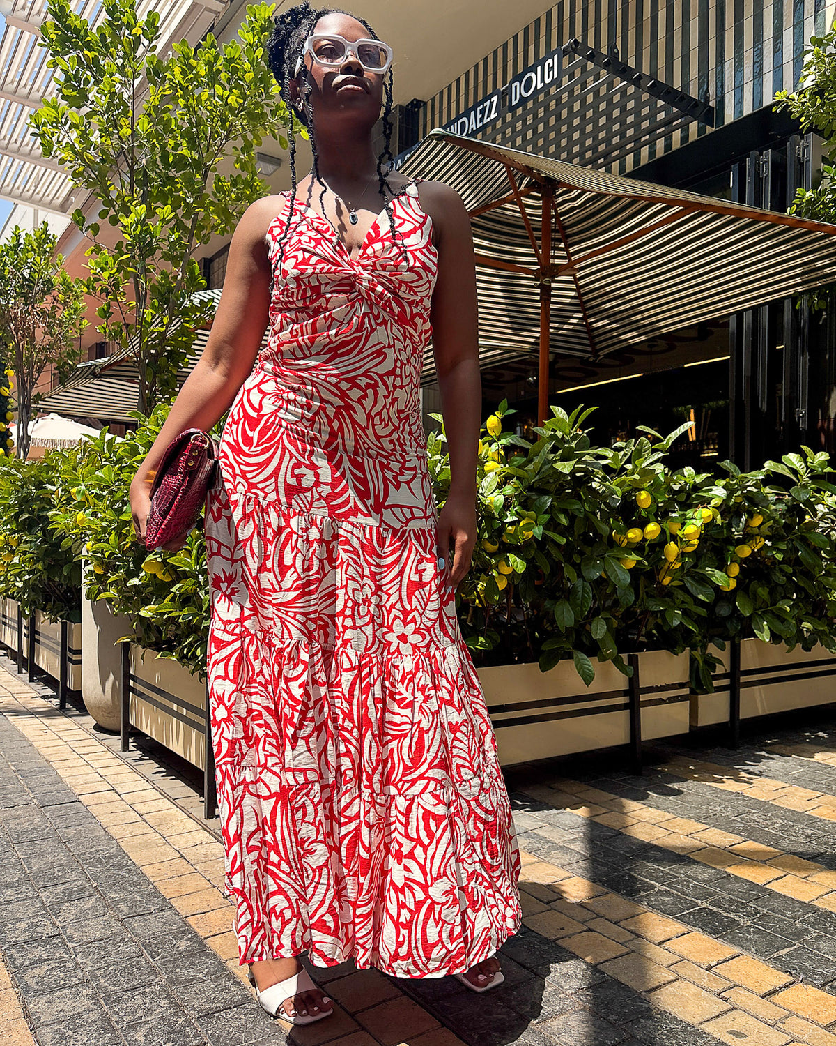 Leila Maxi Dress Red Print - DR PACHANGA