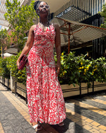 Leila Maxi Dress Red Print - DR PACHANGA
