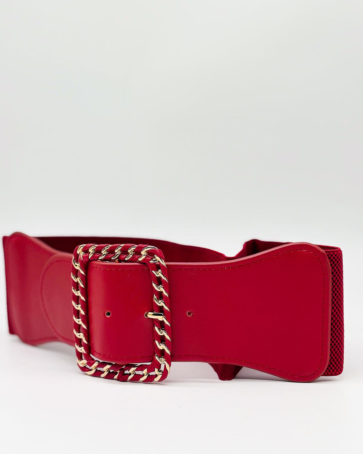 Large Red Elastic Leather Belt