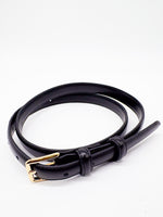 Gold Square Shaped Buckle Black Slim Belt - DR PACHANGA