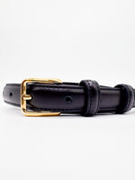 Gold Square Shaped Buckle Black Slim Belt - DR PACHANGA