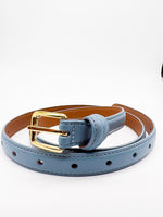 Gold Square Shaped Buckle Blue Slim Belt - DR PACHANGA