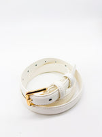 Gold Square Shaped Buckle White Slim Belt - DR PACHANGA