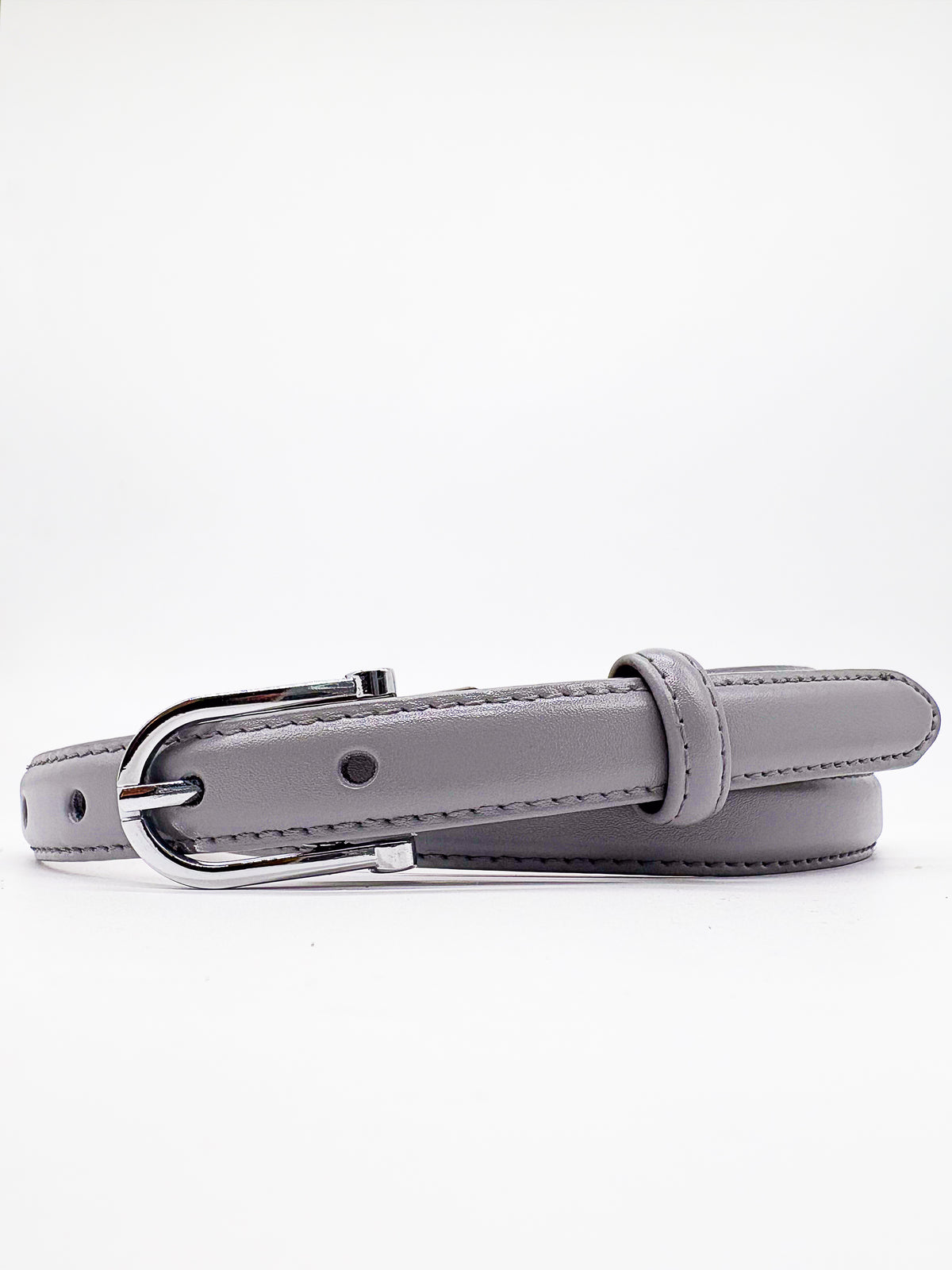 Silver Buckle Grey Slim Belt