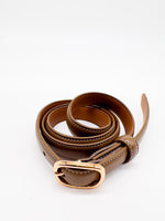 Gold Buckled Peanut Slim Belt - DR PACHANGA