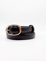 Gold Buckled Black Slim Belt - DR PACHANGA