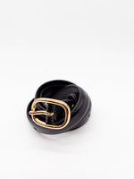 Gold Buckled Black Slim Belt - DR PACHANGA