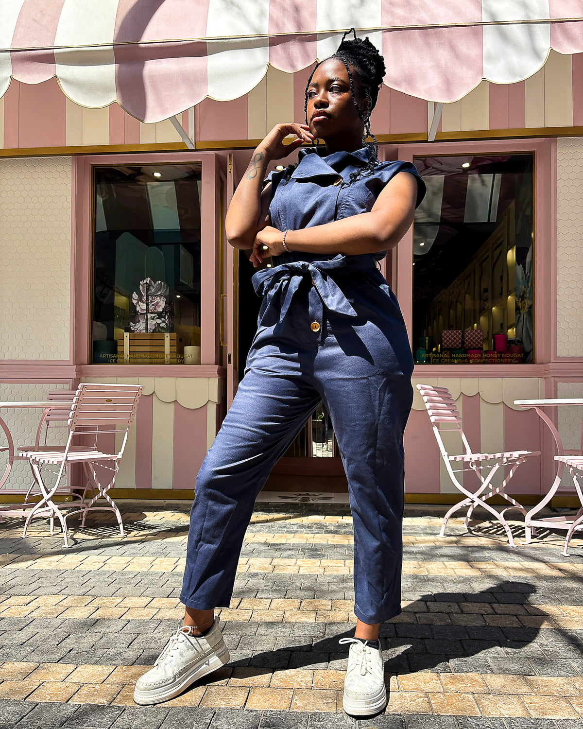 Anna Elsabie Long Jumpsuit Grey Blue - DR PACHANGA