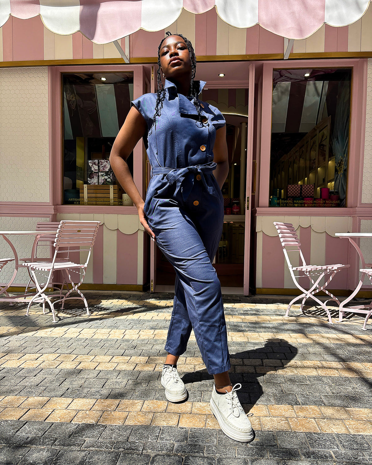 Anna Elsabie Long Jumpsuit Grey Blue - DR PACHANGA