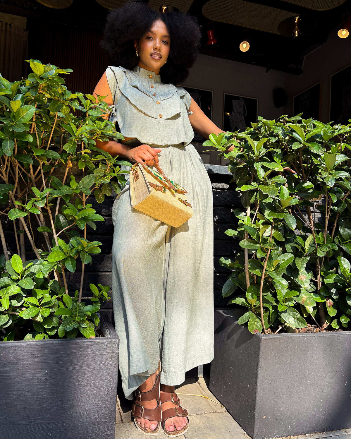 Buhle Pants Olive Green Linen
