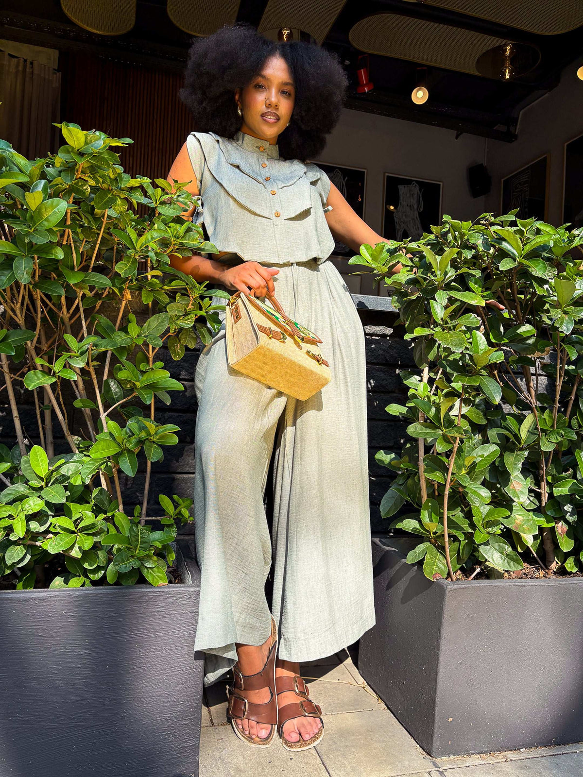 Buhle Pants Olive Green Linen