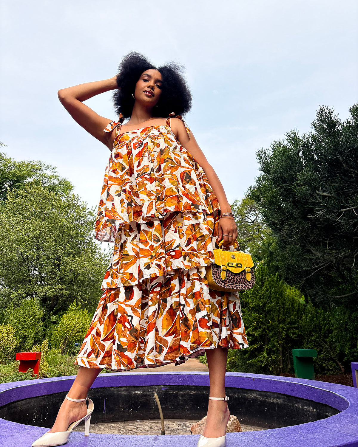 Michaela Dress Brown Floral - DR PACHANGA