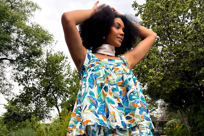 Michaela Dress Blue Floral - DR PACHANGA