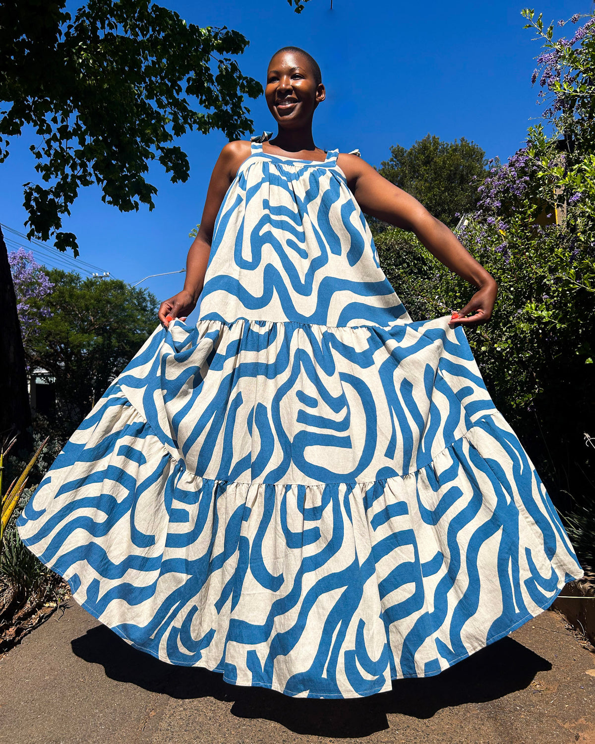 Ranji dress Blue Print - DR PACHANGA