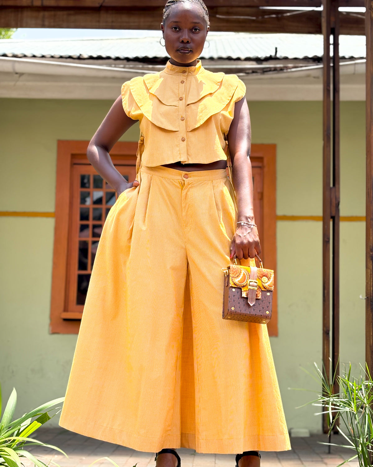 Buhle Pants Yellow Pinstripe – DR PACHANGA - Main Image